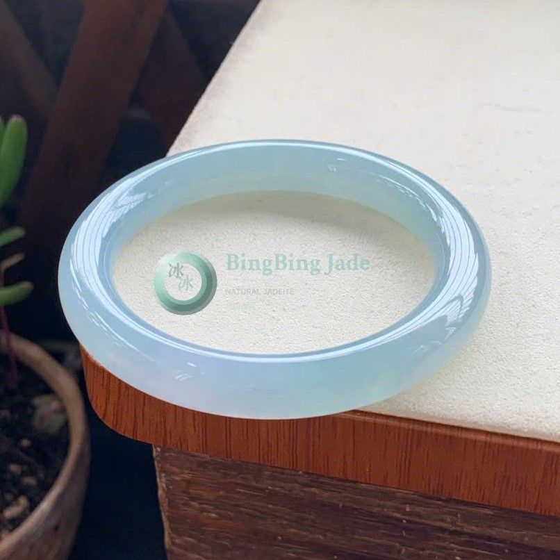 Icy Pale Sky Veil Jelly Bangle 53.7mm