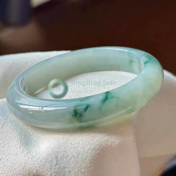 Mint Koi Pond with Emerald Wisps — Jelly Bangle 54.7mm
