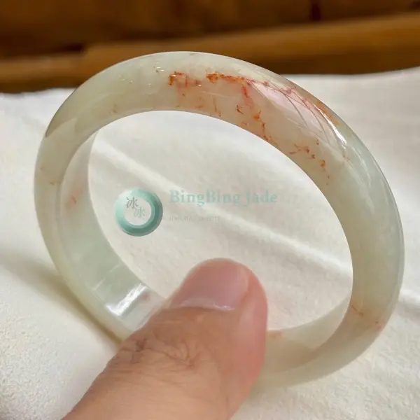 Golden Amber Kissed Pale Celadon Bangle 54.8mm