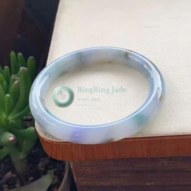 Lavender Mist with Amber Dapples — Icy Flat Bangle 57mm