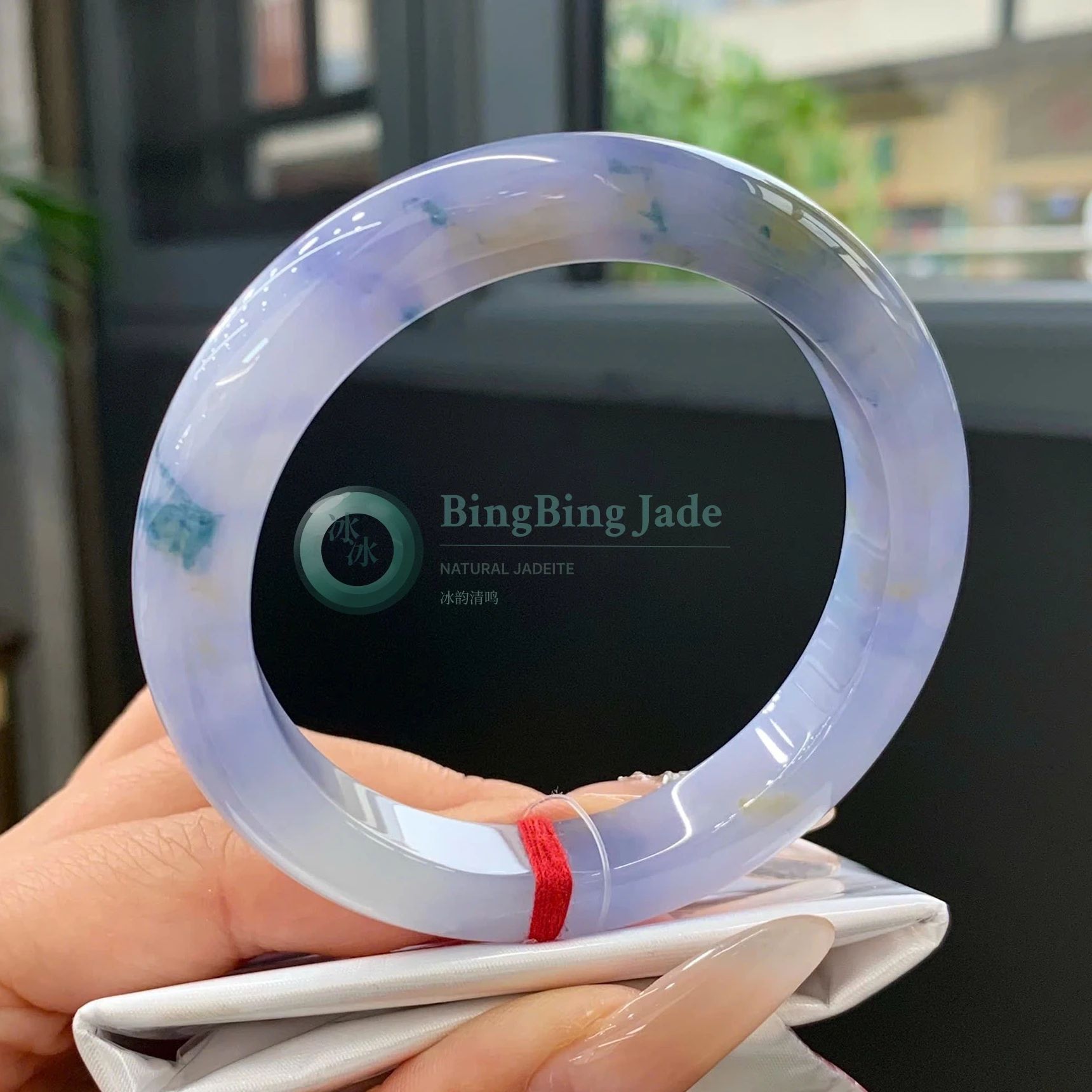 Monet Lavender Jelly Glow with Drifting Blue-Green Blooms Bangle 54mm