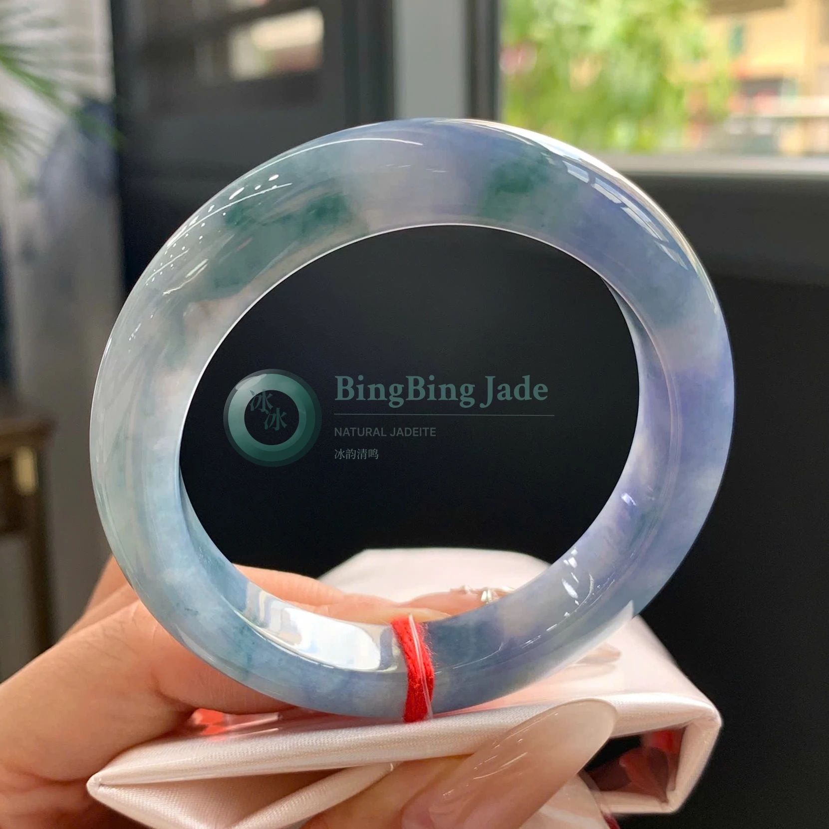 Lavender Mist with Floating Teal — Monet Round Bangle 55mm