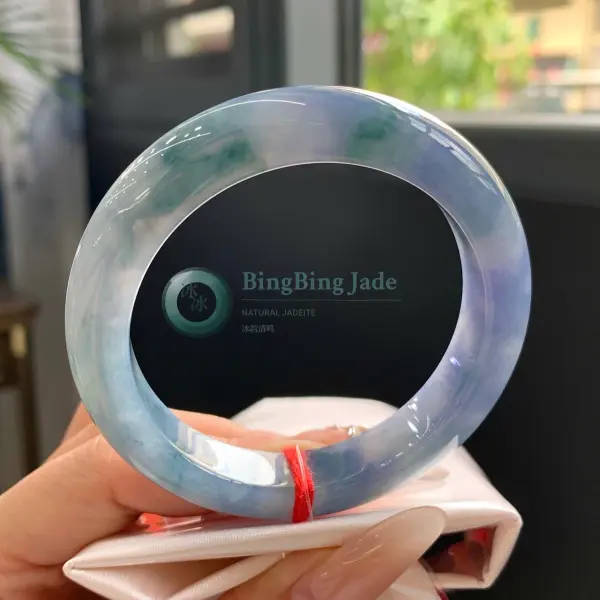 Lavender Mist with Floating Teal — Monet Round Bangle 55mm