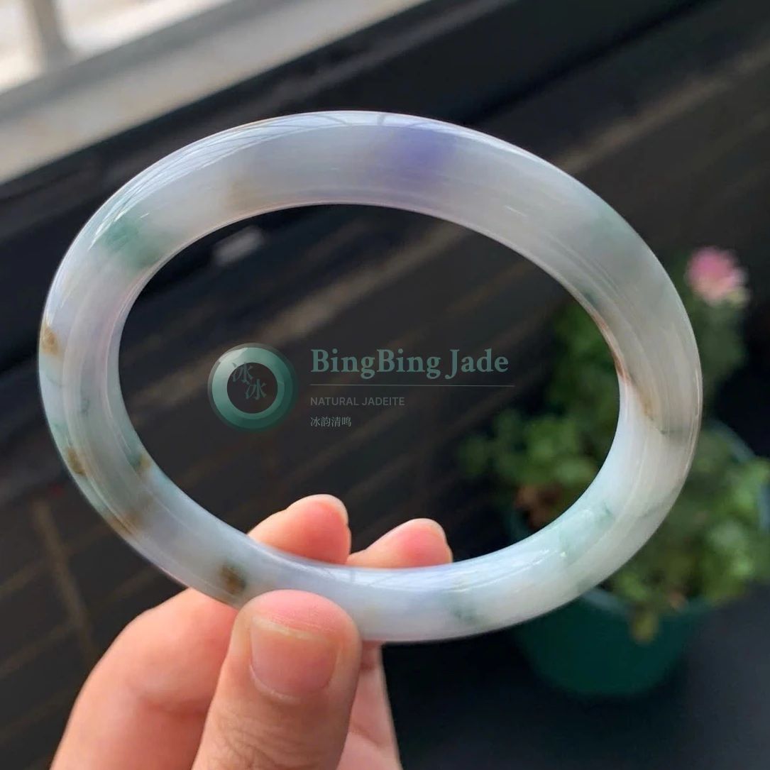 Lavender Mist with Spring Green Touches — Round Bangle 57mm