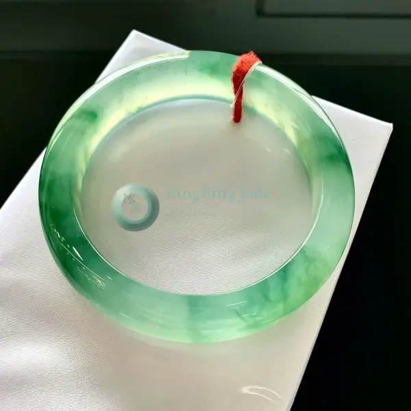 Luminous Spring Green Floating Emerald Jadeite Bangle 54.7mm