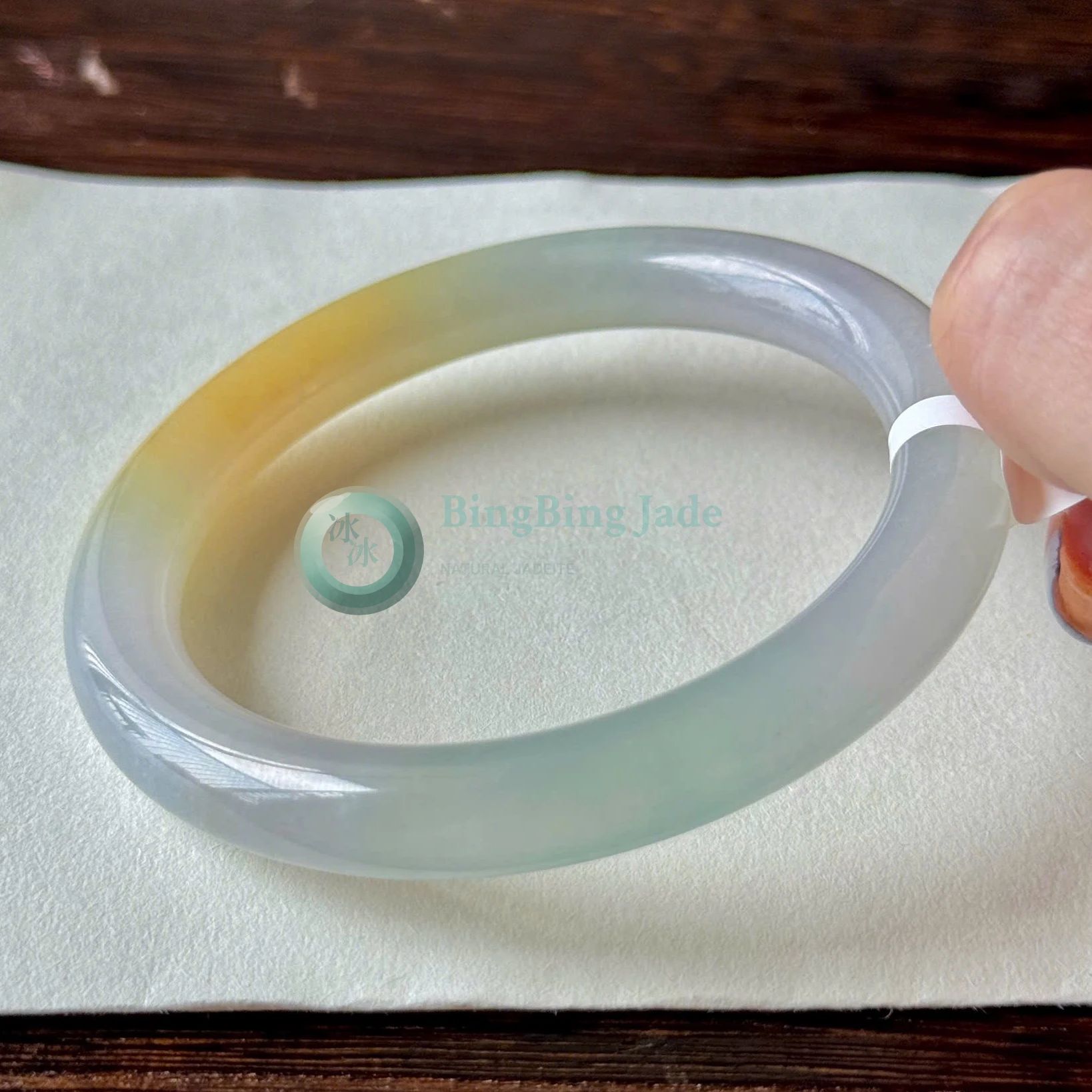 Icy Lavender-to-Honey Gradient Jadeite Bangle 56mm