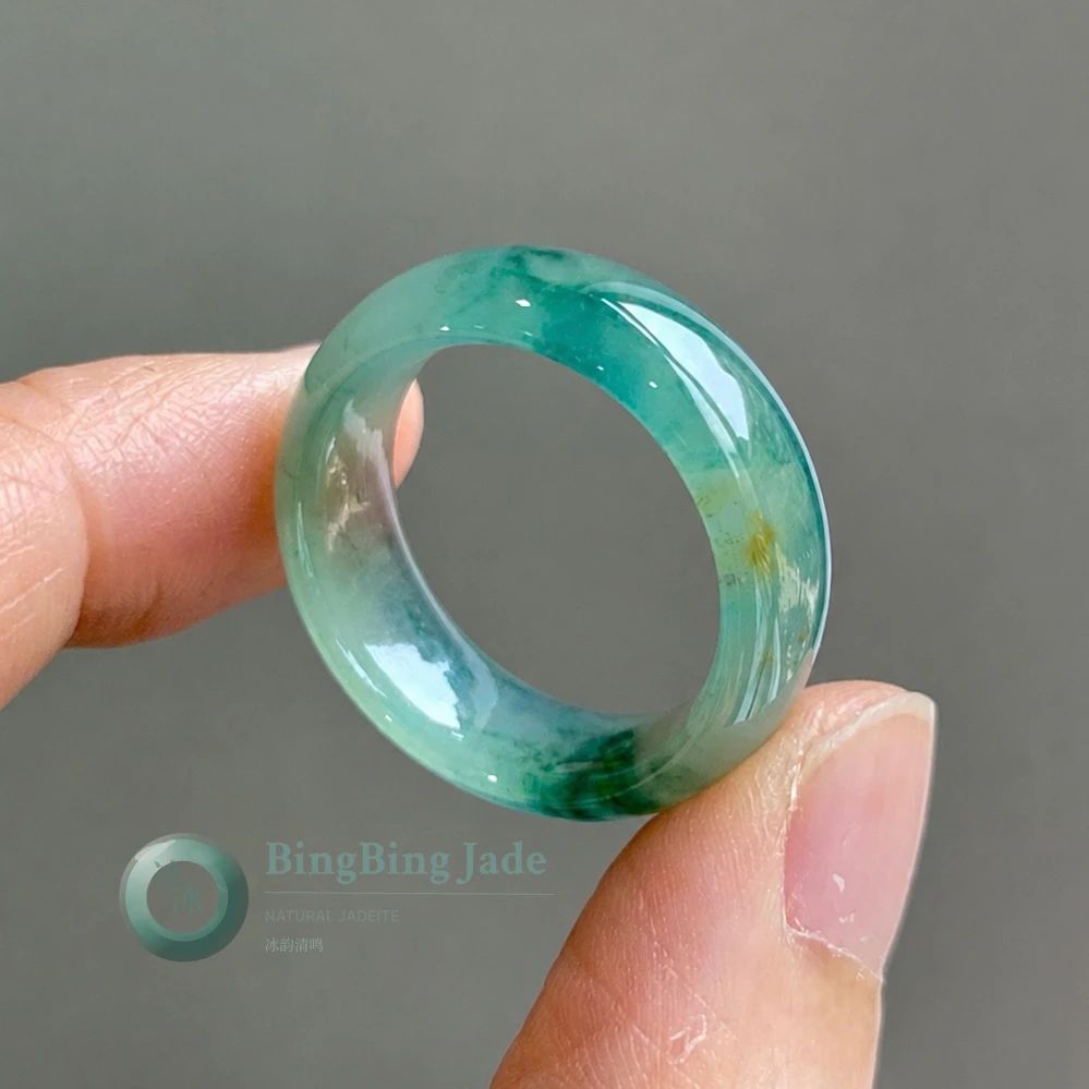 Icy Floating Emerald Multi-color Jadeite Ring 16.2mm