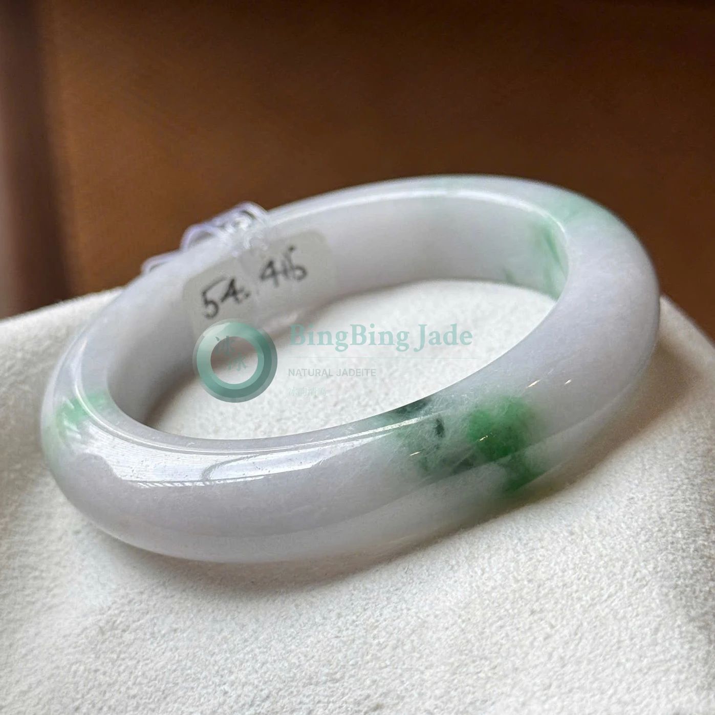 White Porcelain Ground with Vivid Green Splashes Bangle 54mm