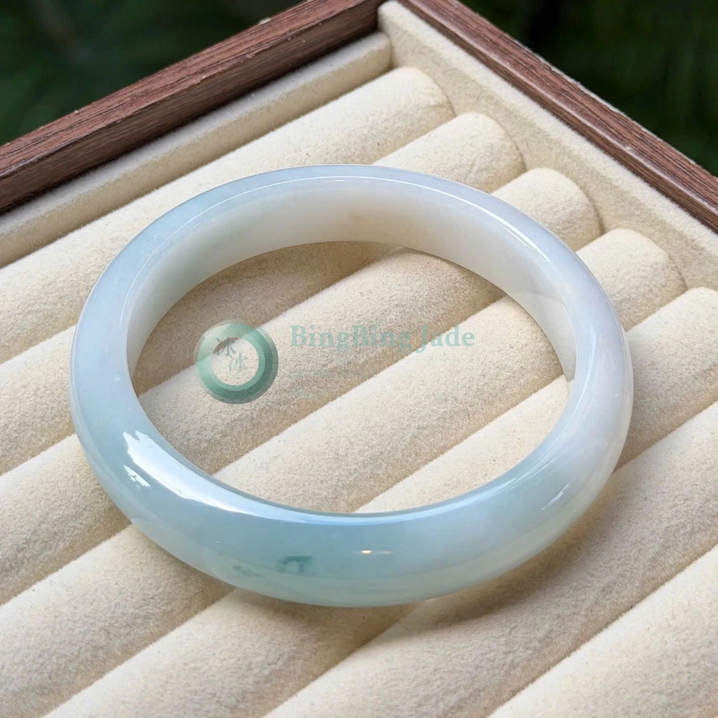 Blue Ombre to White Jade Bangle 57.8mm — Quiet Luminosity