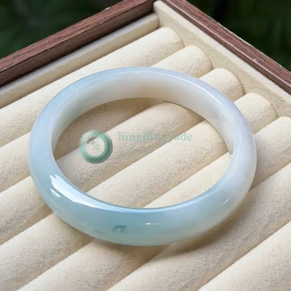 Blue Ombre to White Jade Bangle 57.8mm — Quiet Luminosity