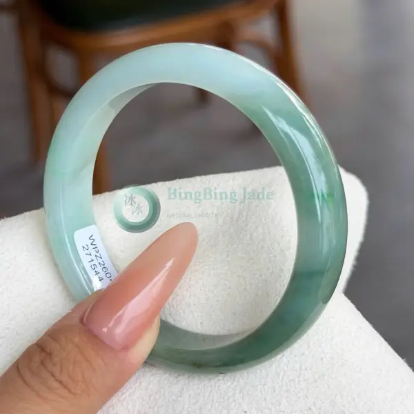 Soft Green Waters — Semi-Translucent Jadeite Bangle 54mm