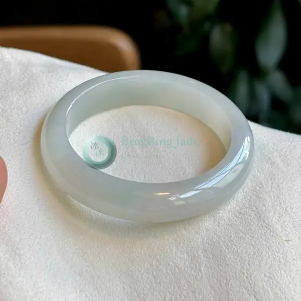 Icy White with Faint Blue Whisper — Slim Bangle 51mm
