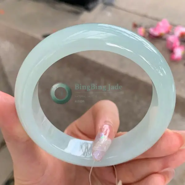 Pale Celadon Jelly Bangle 57.8mm — Luminous Still Water