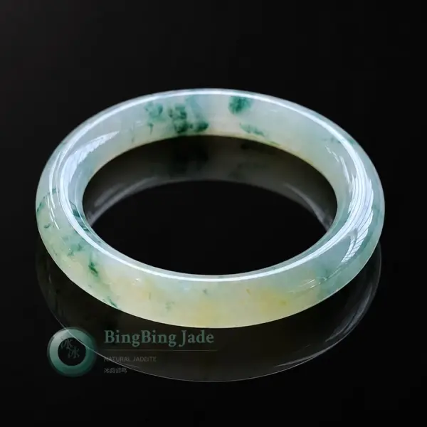 Icy Sunflower Garden Jadeite Bangle 55mm