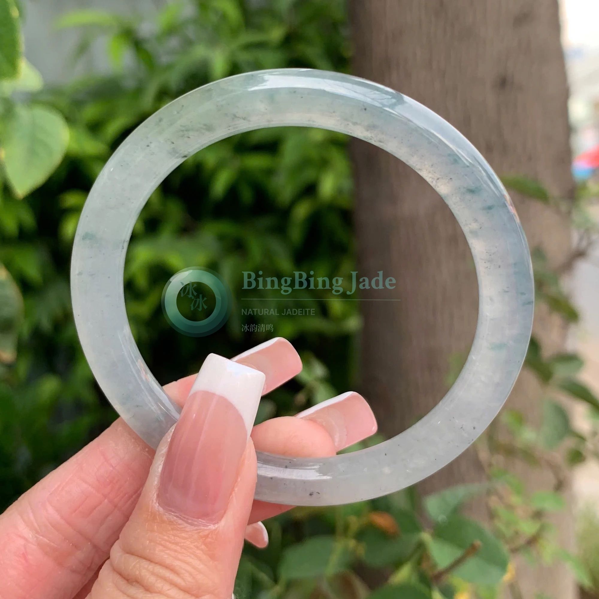 Icy Mist with Drifting Blue-Green Veils Bangle 50mm