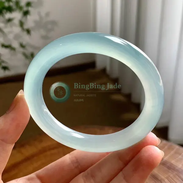 Icy Blue Luminescence — Round Bar Bangle 55mm