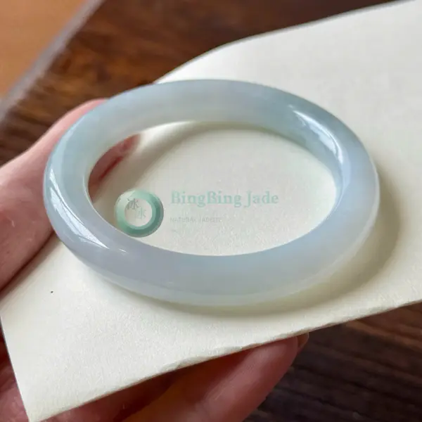 Soft Moonlight White-Blue Jelly Round Bangle 53mm