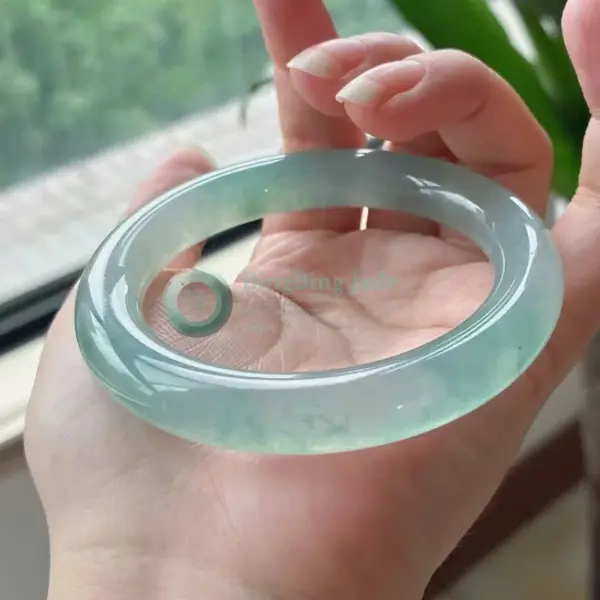 Icy Aqua Jelly Bangle 53mm — Soft Floating Green Whispers