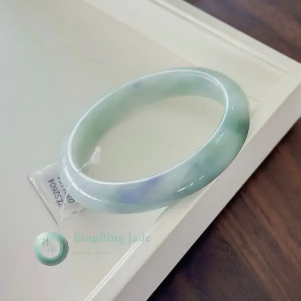 Porcelain Mist with Ocean Matcha Accents — Round Bangle 57.6mm