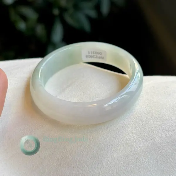 Pale Celadon Glow White Jadeite Bangle 50.5mm