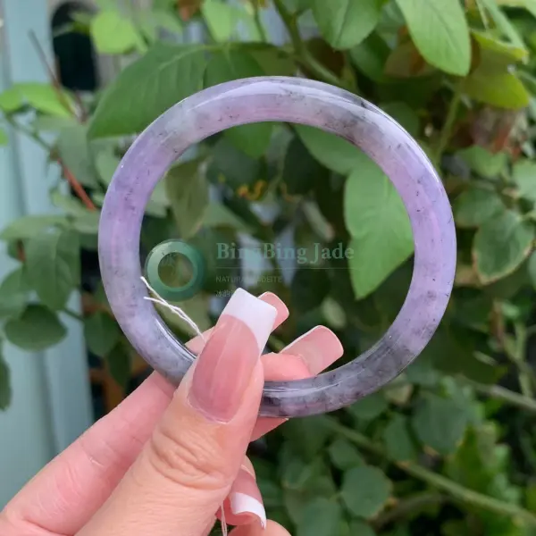 Lavender Mist Round Bangle 51.6mm — Soft Violet with Ink Wisps