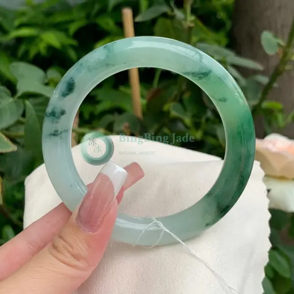 Misty Spring Waters with Floating Emerald Clouds — Round Bangle 54.8mm