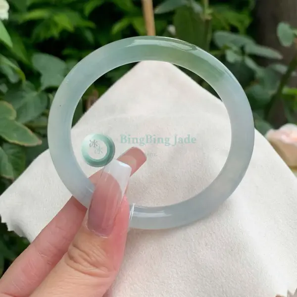 Icy Celadon Glow — Translucent Jadeite Bangle 52mm