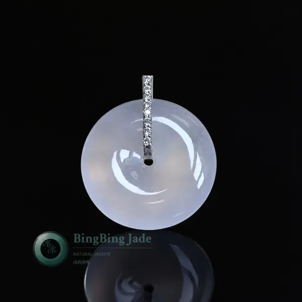 Icy Lavender Ping An Kou Pendant in 18K White Gold