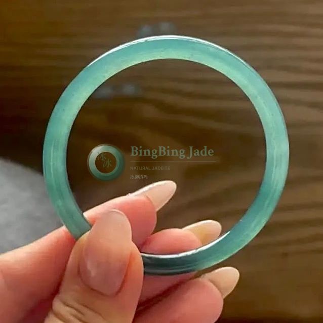 Icy Aqua Jelly Bangle 53mm — Luminous Blue-Green Transparency