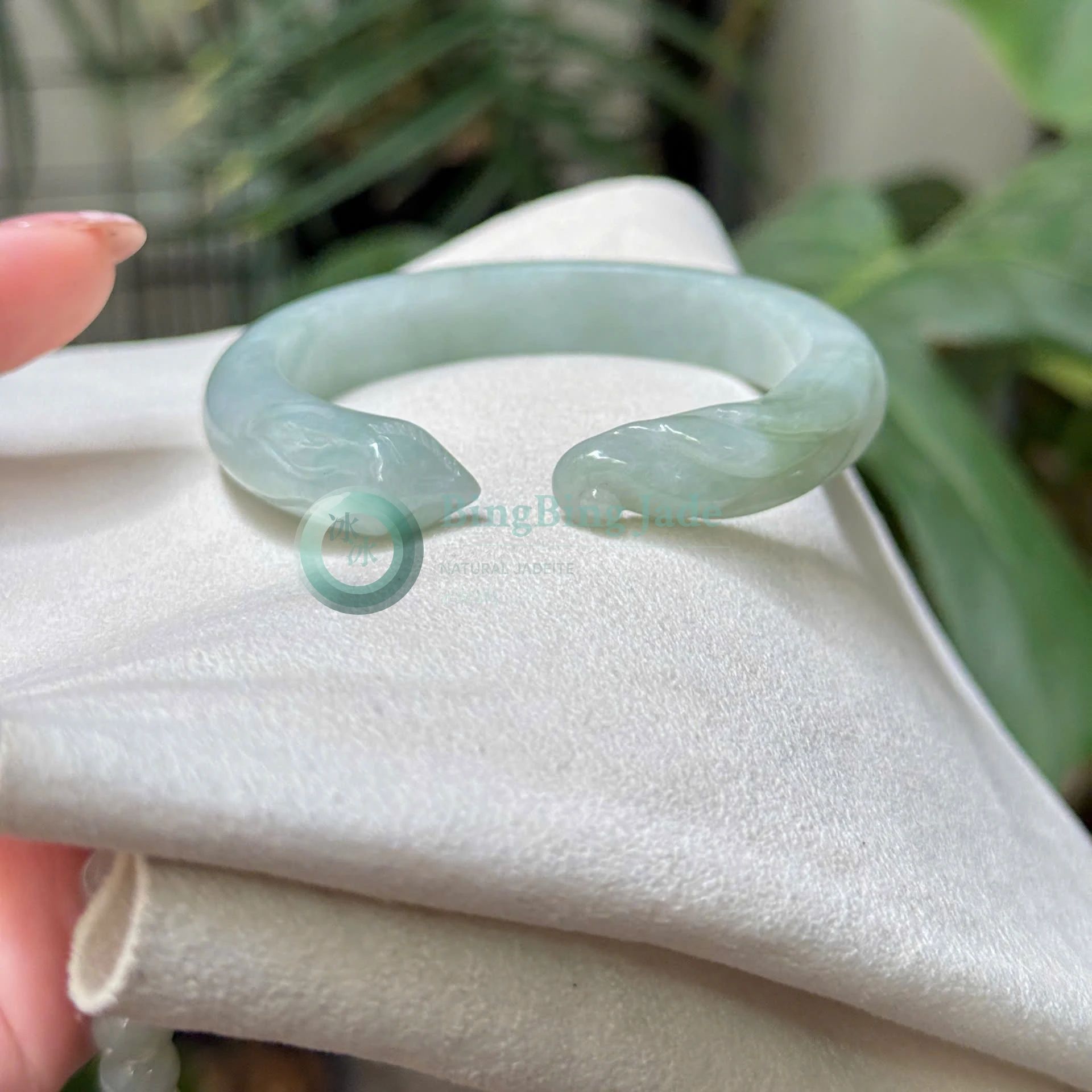Misty Green Fox Spirit Open Cuff Bangle 55mm