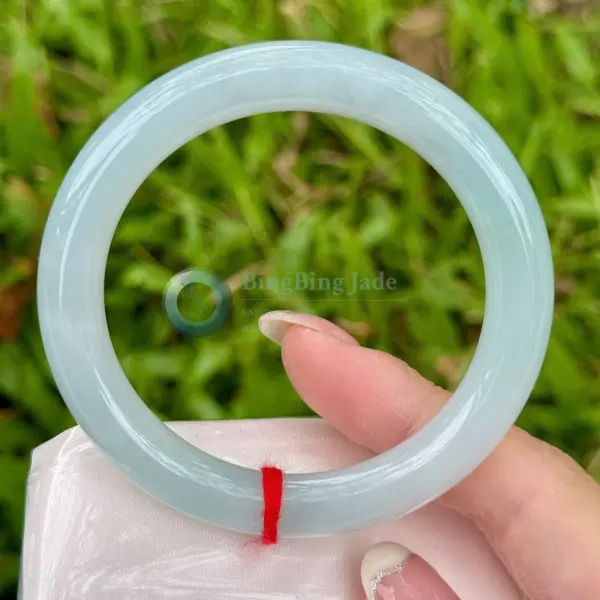 Pale Celadon Jelly Bangle 54mm — Quiet Glow, Old-Stock Resin Texture