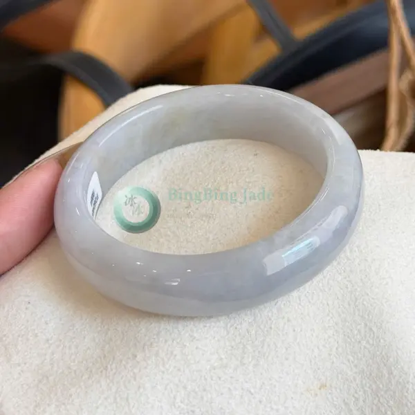 Lilac Smoke & Aqua Drift Jadeite Bangle 56.5mm