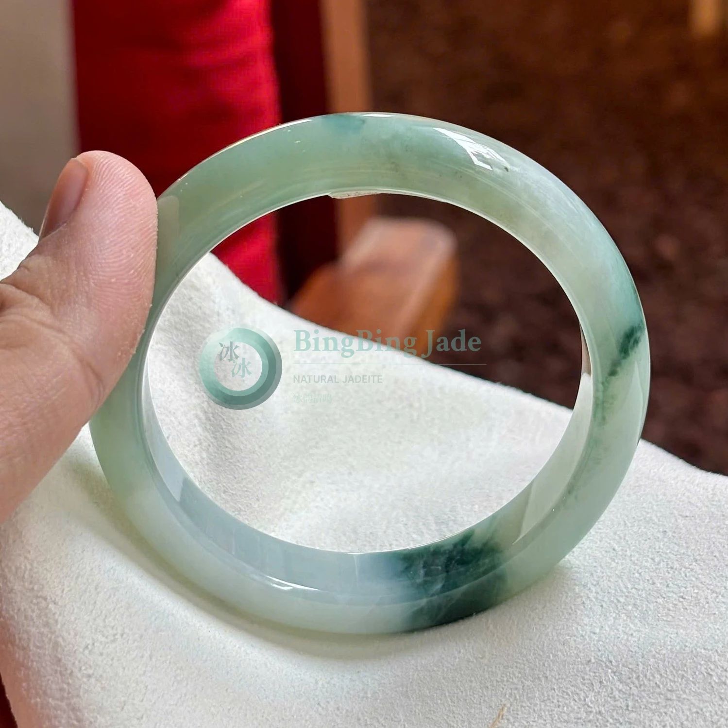 Aged Jelly Glow with Deep Teal Bloom — Narrow Bangle 59mm