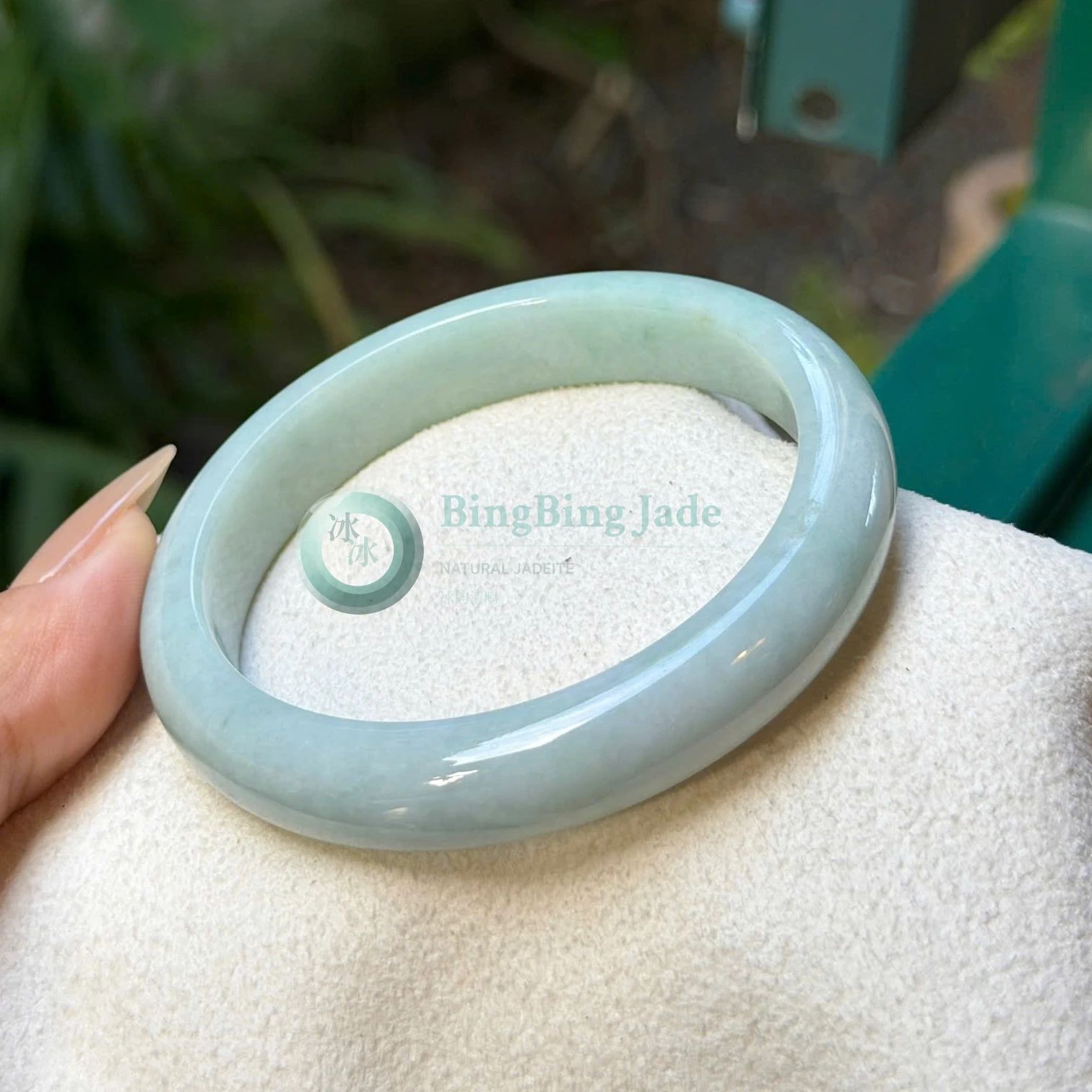 Limpid Blue-Green Waters Jadeite Bangle 54.5mm