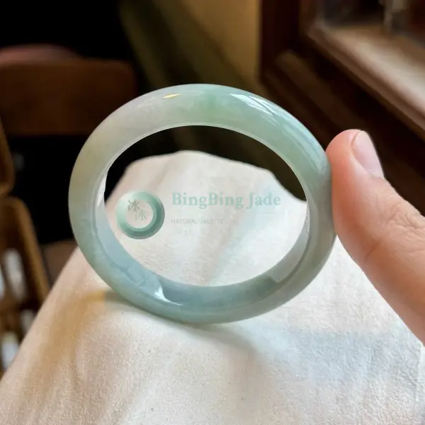 Serene Blue Water Jadeite Bangle 56.8mm — Quiet Translucency