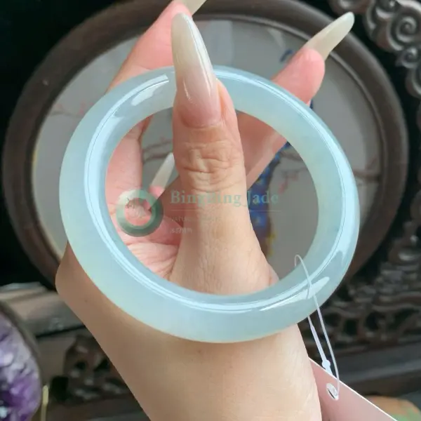 Icy Pale Aqua Jelly Bangle 55mm — Luminous Stillwater Glow