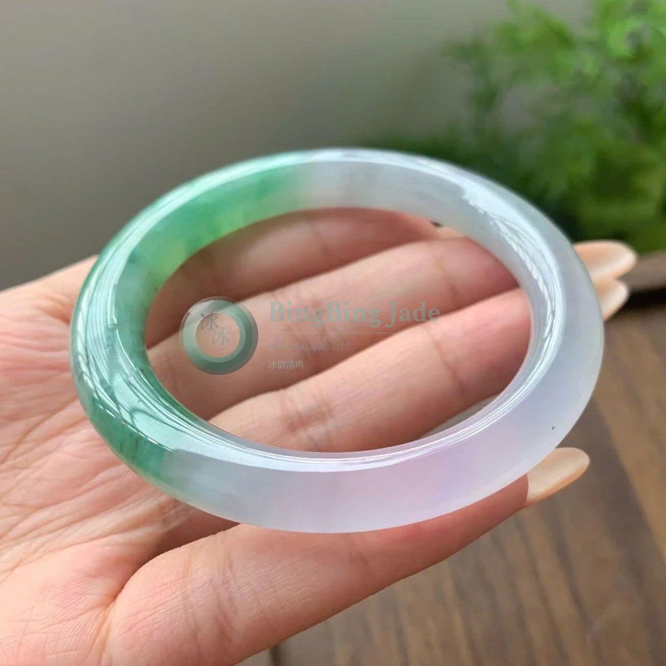 Icy Lavender-to-Spring Green Floating Color Bangle 51.5mm