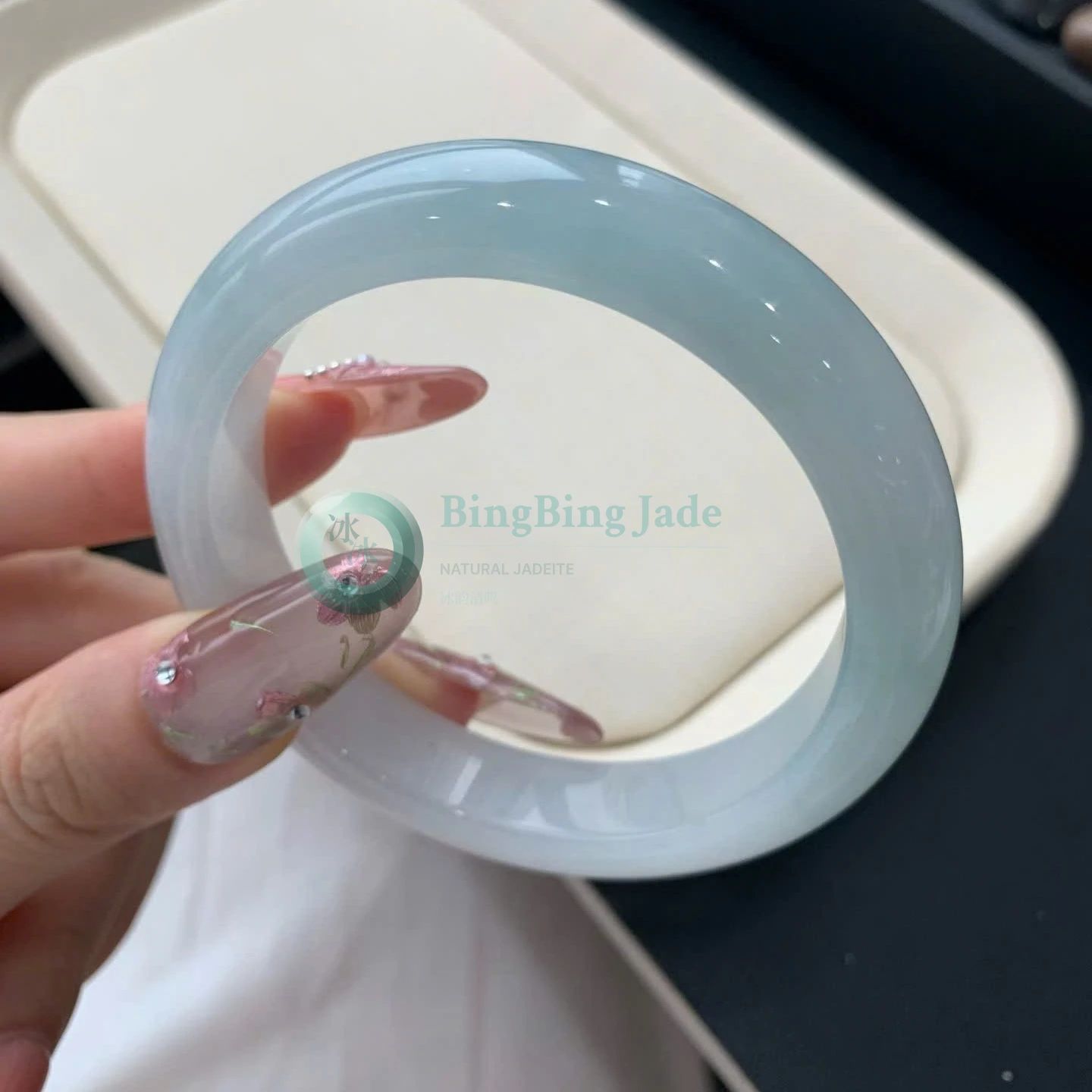 Luminous Jelly Bangle 54.6mm — Soft Glacial Glow