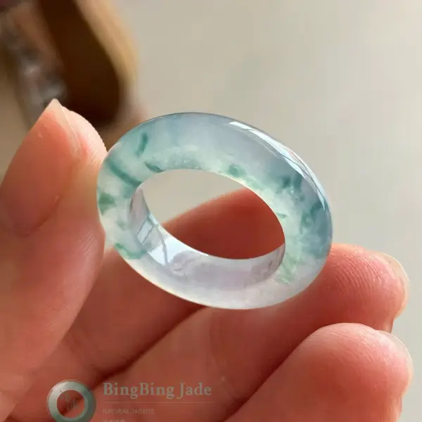 Icy Lavender & Floating Green Jadeite Ring