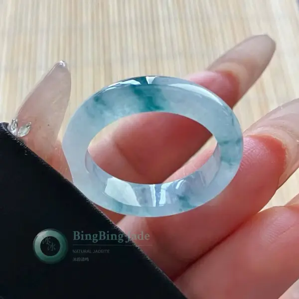 Icy Blue Floating Bloom Jadeite Ring 18mm