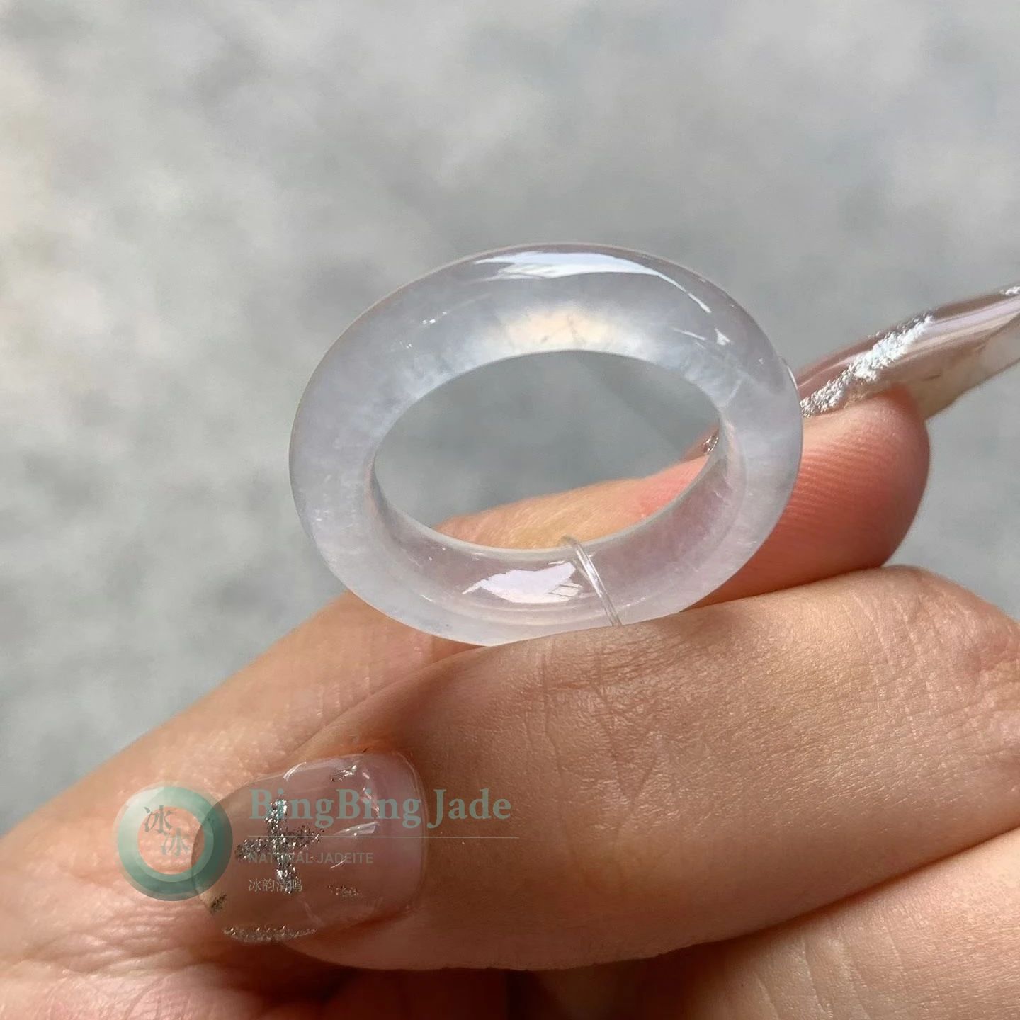 Icy Lavender Whisper Jadeite Ring 17.2mm