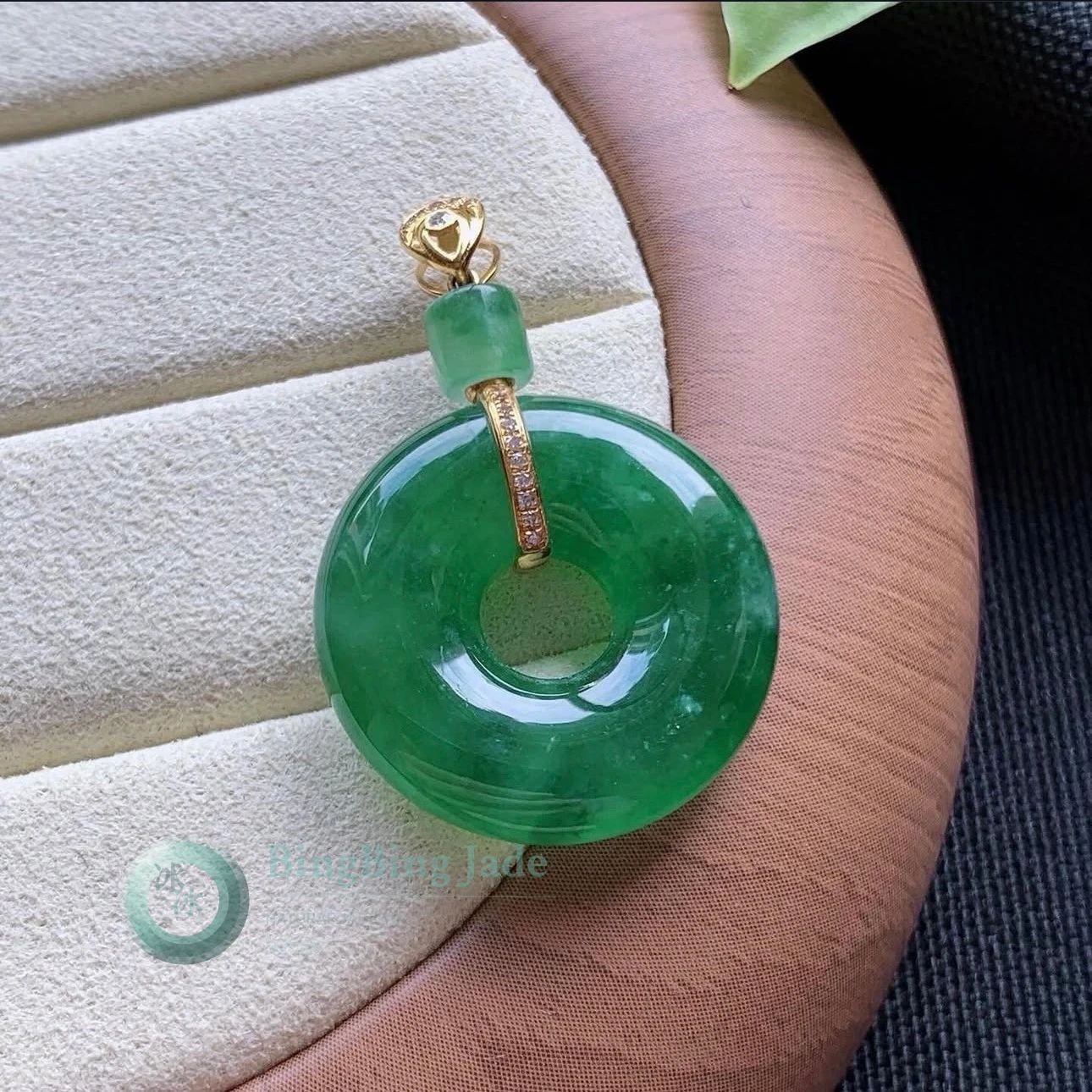 Vivid Emperor Green Jadeite Donut Pendant
