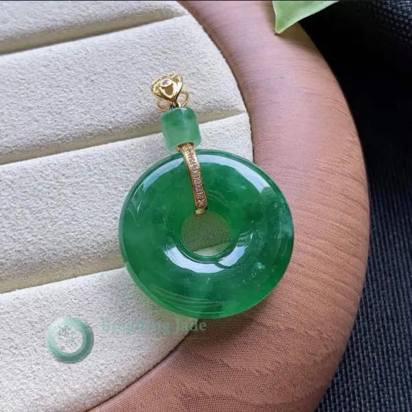 Vivid Emperor Green Jadeite Donut Pendant