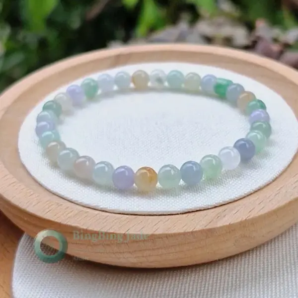 Pastel Spring Medley Jadeite Bead Bracelet