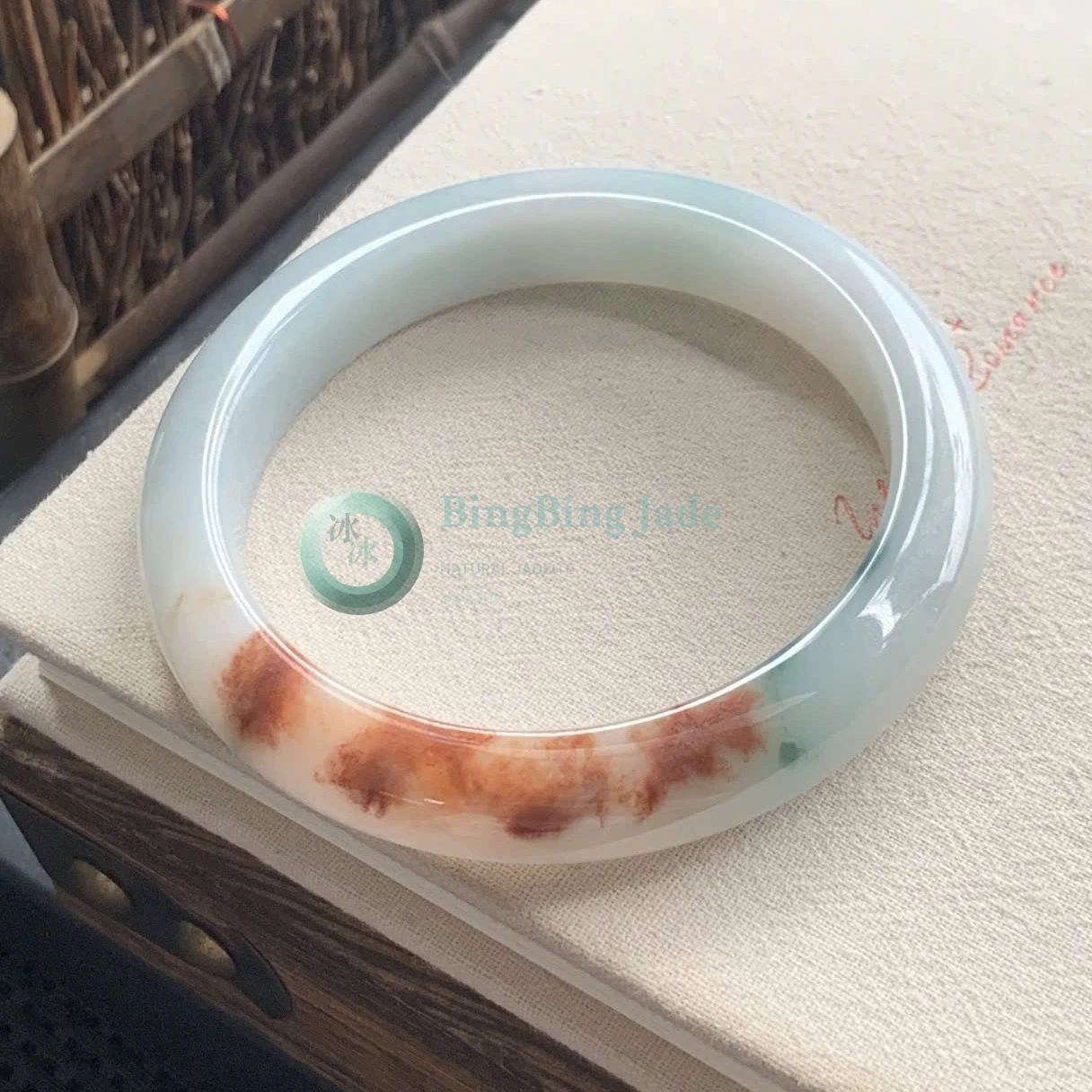 Pale Lavender Bangle with Warm Russet Drift — 63.8mm