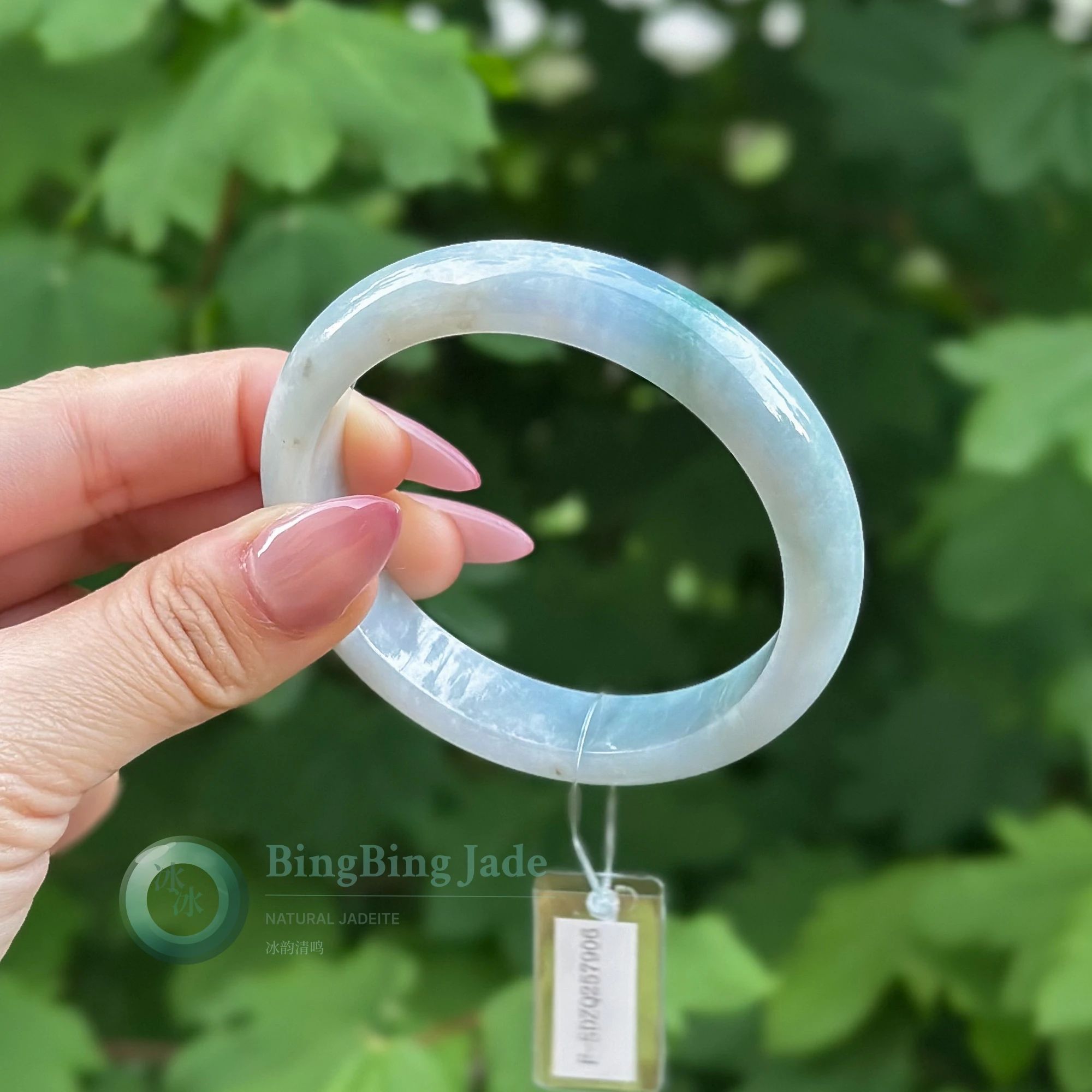 Monet Watercolor Lavender-Green Jadeite Bangle 55mm