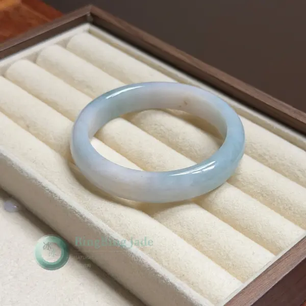 Blue Sky, White Cloud — Jadeite Bangle 53.6mm
