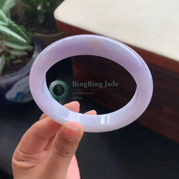 Lavender Mist Jelly Bangle 59mm — Soft Lilac with Honey Freckles