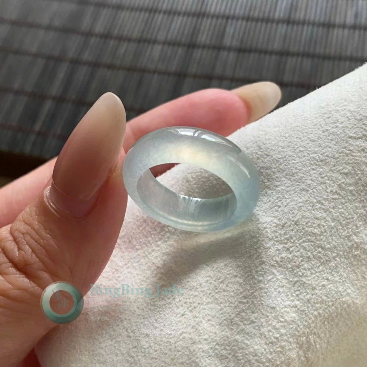Glacial Jelly Icy Translucent Jadeite Ring 16mm