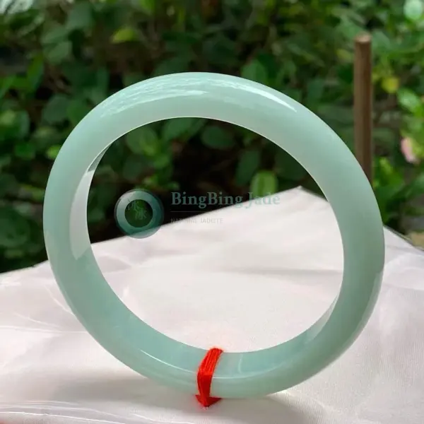 Apple Green Silken Glow Jadeite Bangle 65.7mm — Rare Oversize with Icy Depth
